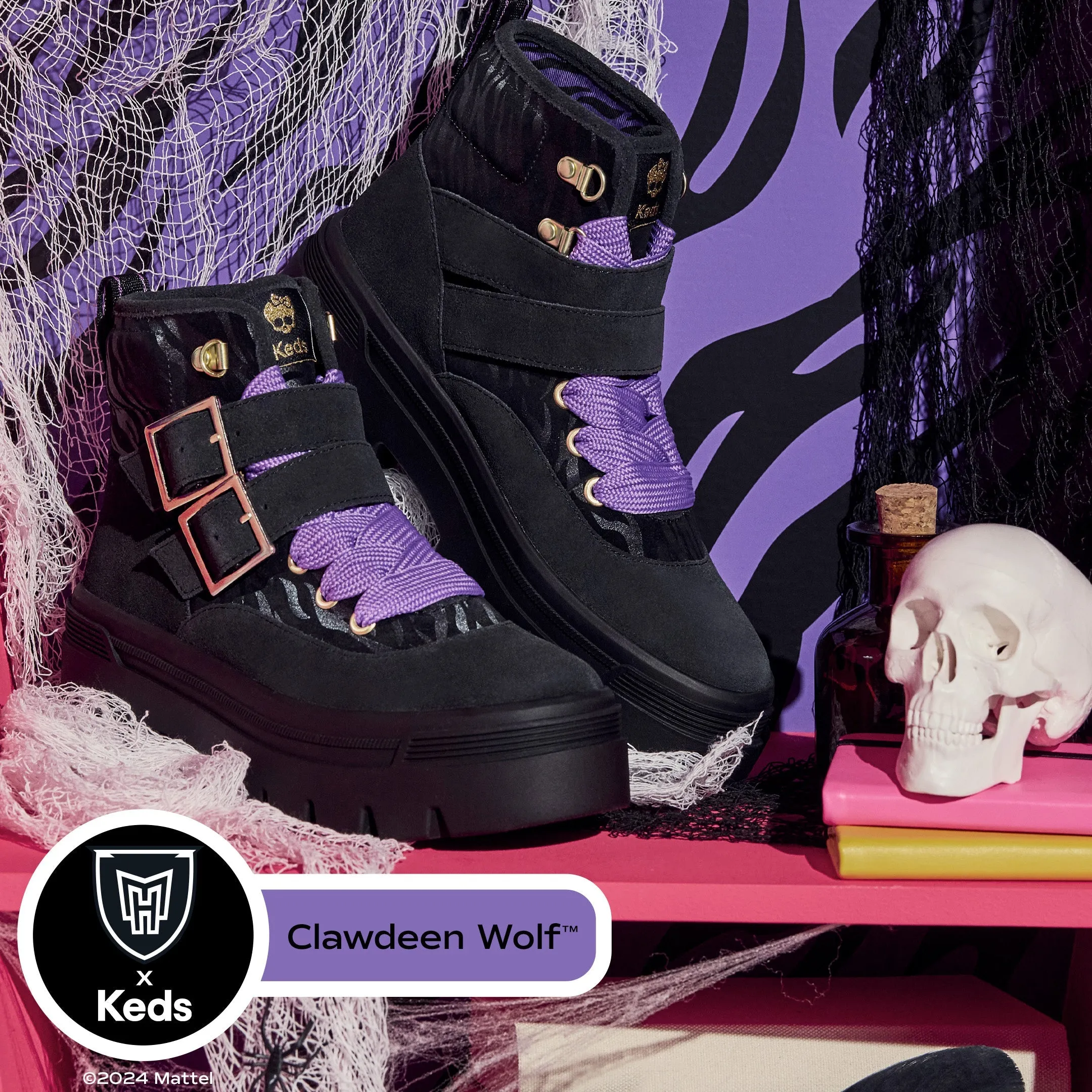 Keds Womens’ Monster High Soho Boot Leather Black