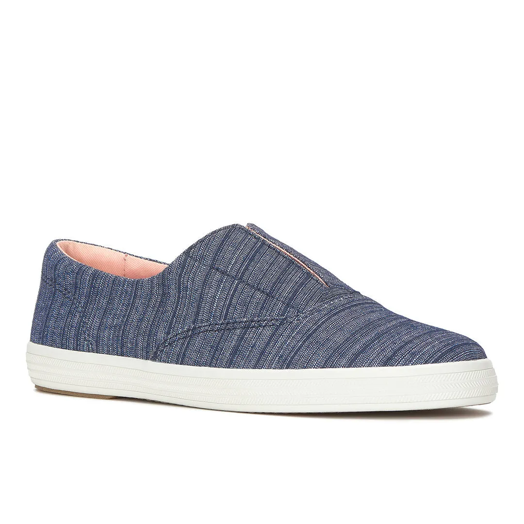 Keds Women’s Keds Champion Round Toe Slip Stripe Chambray Blue Sneaker