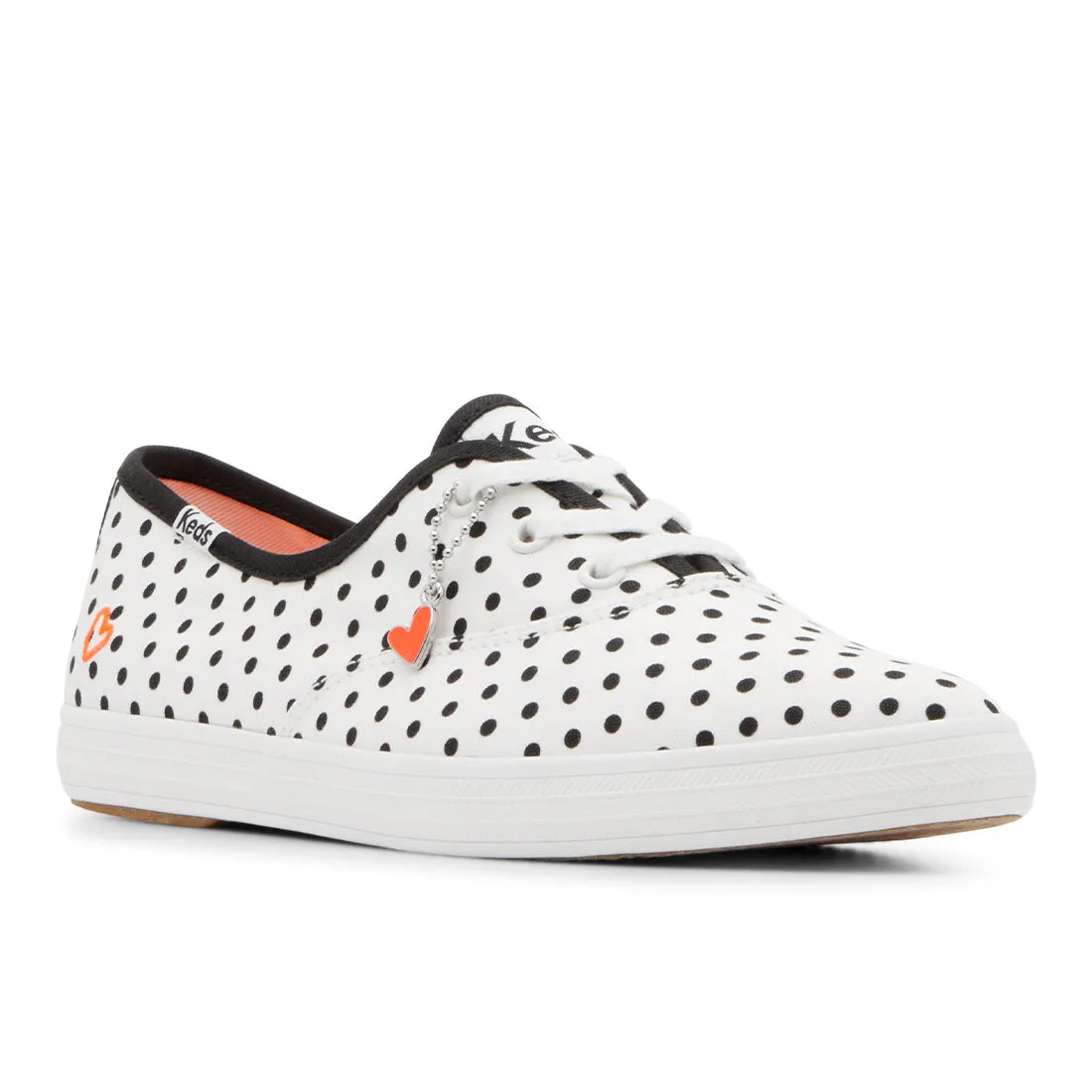 Keds Womens Champion Point Low Canvas Small Polka Dot Sneaker Snow White/Black
