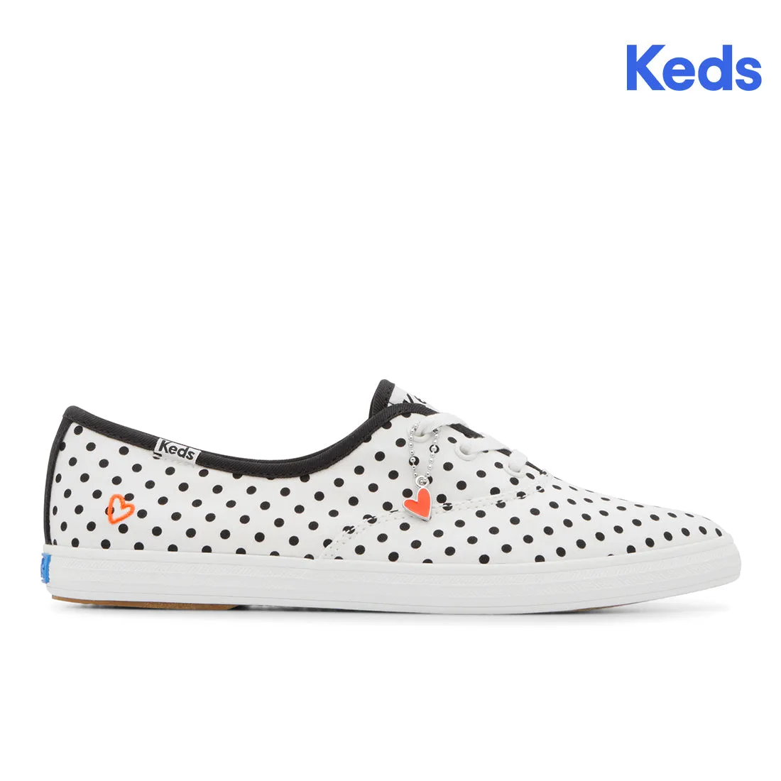 Keds Womens Champion Point Low Canvas Small Polka Dot Sneaker Snow White/Black