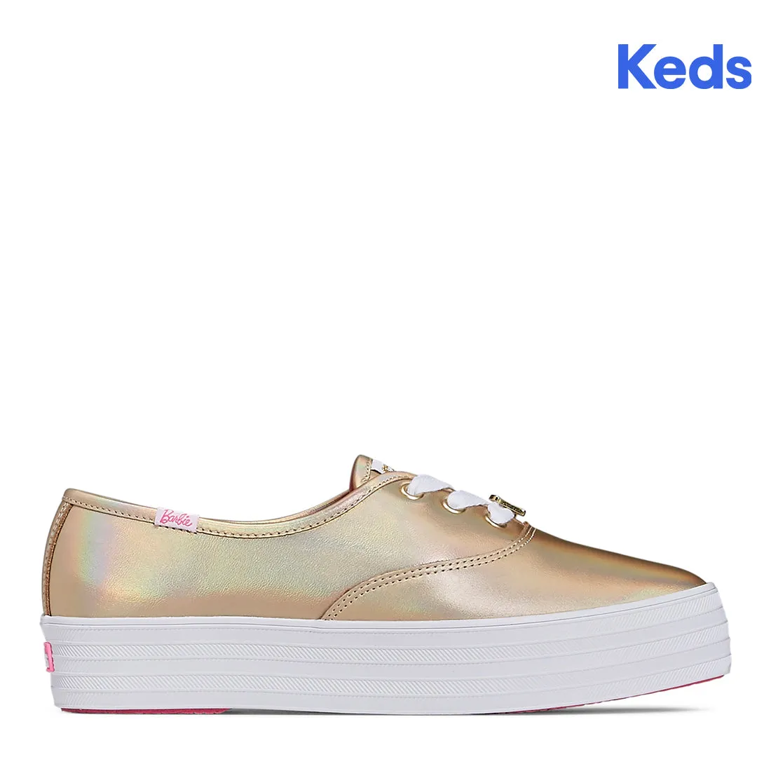 Keds Women’s Barbie Point Metallic Leather Sneaker Gold