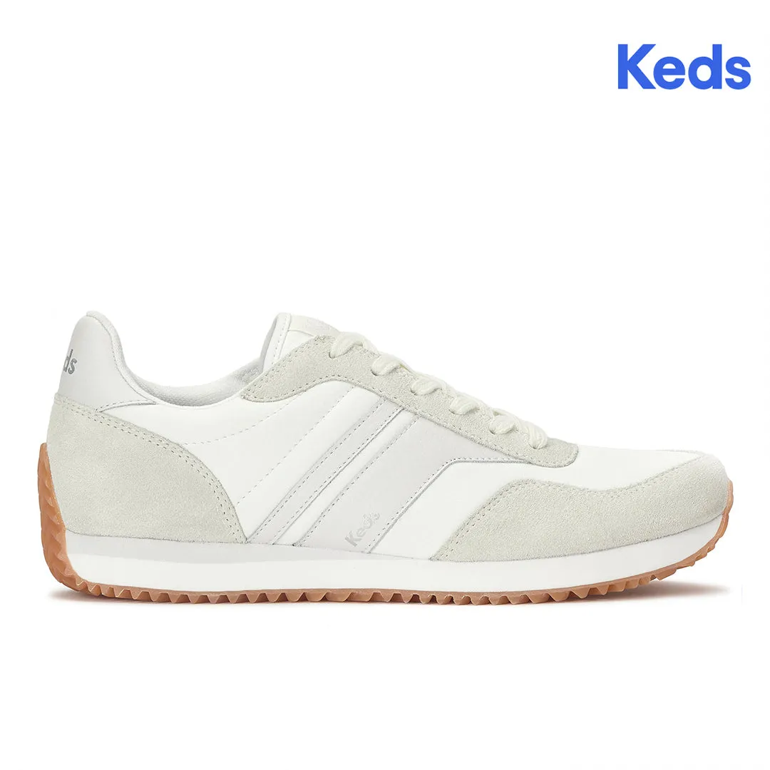 Keds Women’s Rena Nylon/Suede Snow White/Gold Sneaker