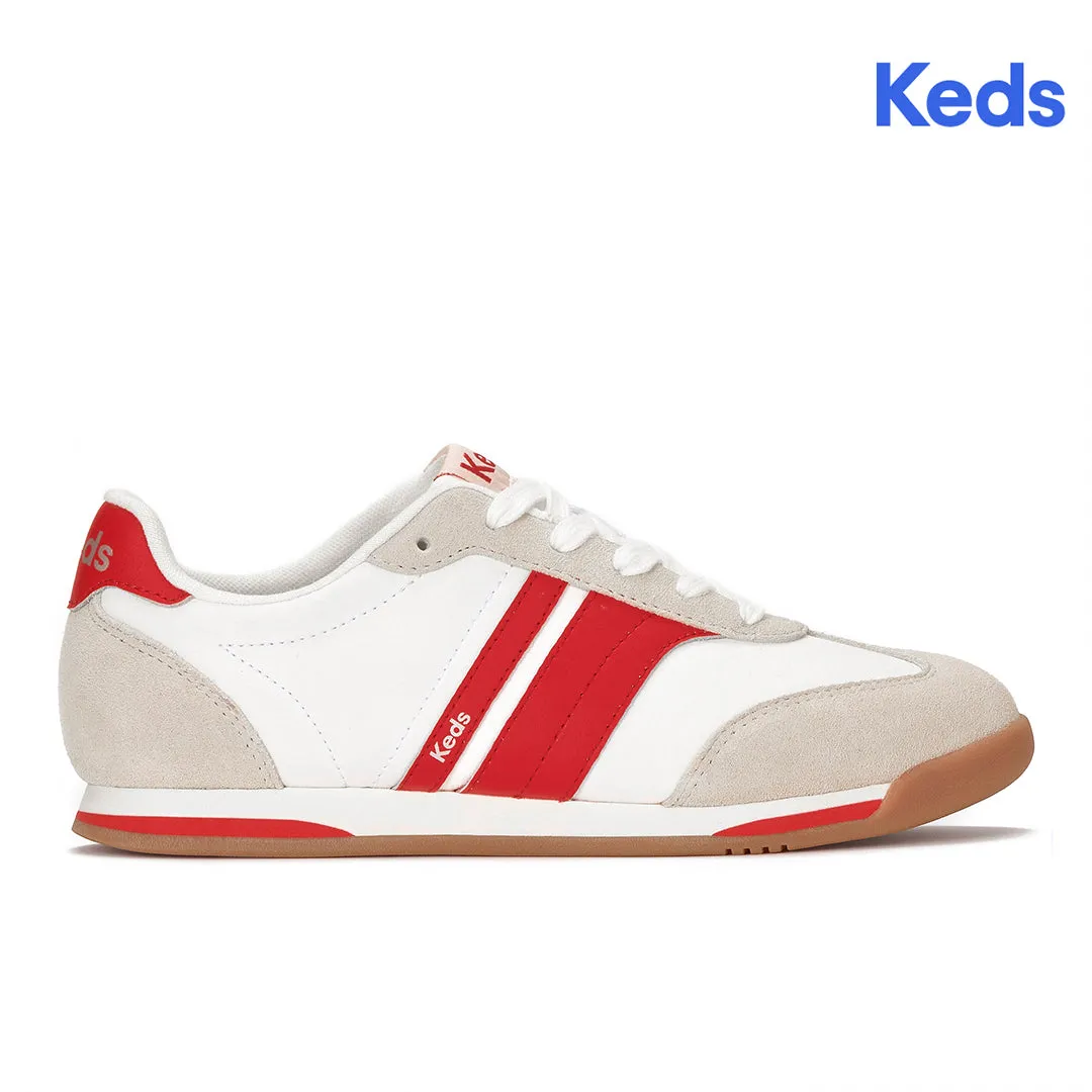 Keds Women’s Revival Nylon/Suede/Leather Snow White/Red Sneaker