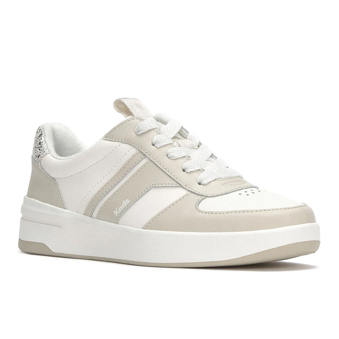 Keds Women’s The Court II Leather Sneaker Oatmeal/Silver