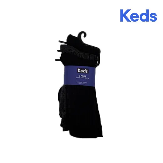 Keds 3PPK Super Soft Crew Black Assorted