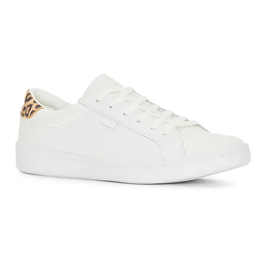 Keds Women’s Ace Leather Leopard Heel Sneaker White/Tan