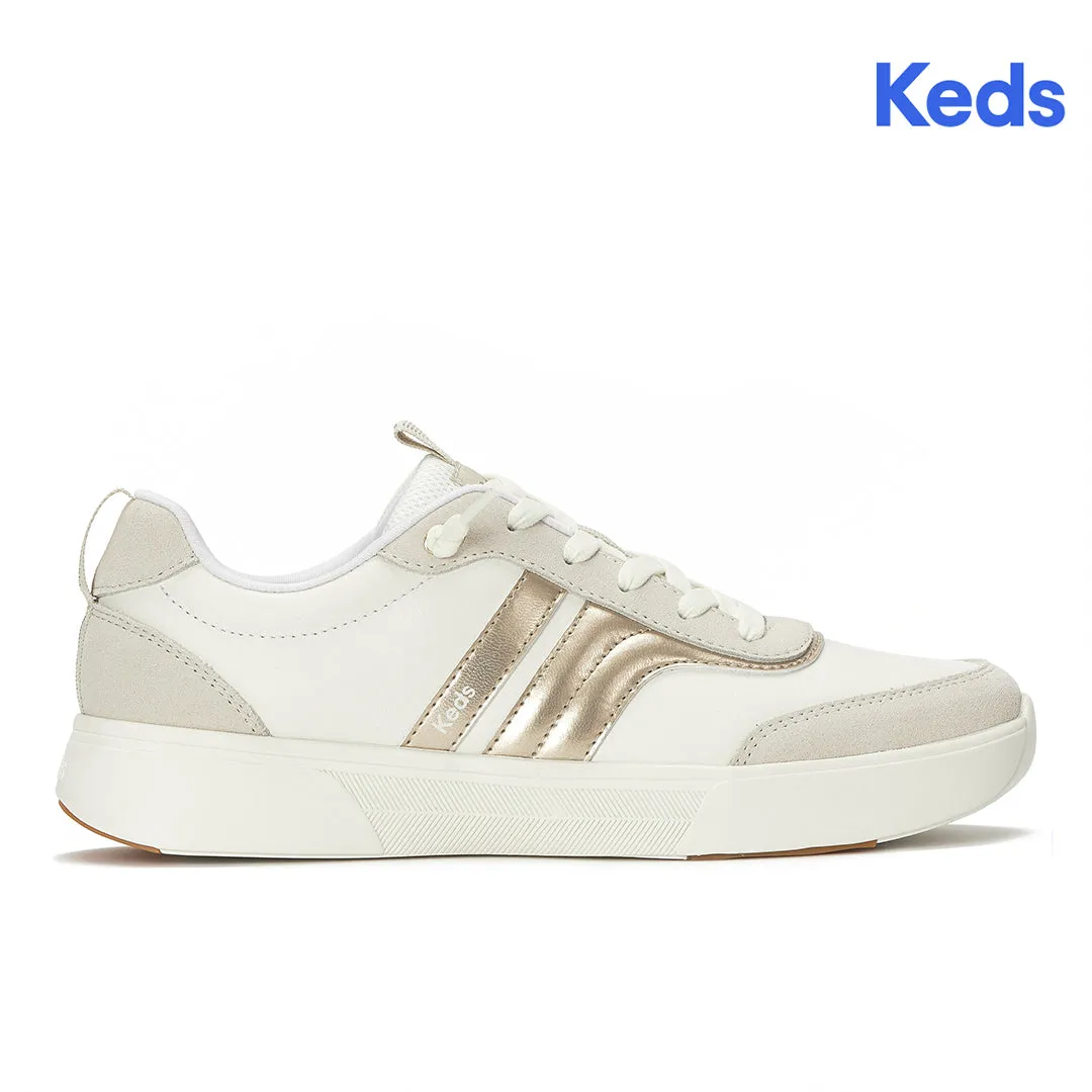 Keds Women’s Blisswalk Ubal Leather/Suede Snow White/Oatmeal/Gold Sneaker