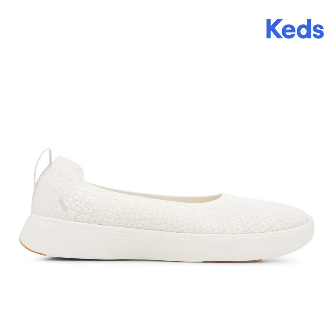 Keds Women’s Blisswalk Skimmer Starburst Eng Knit Snow White Sneaker