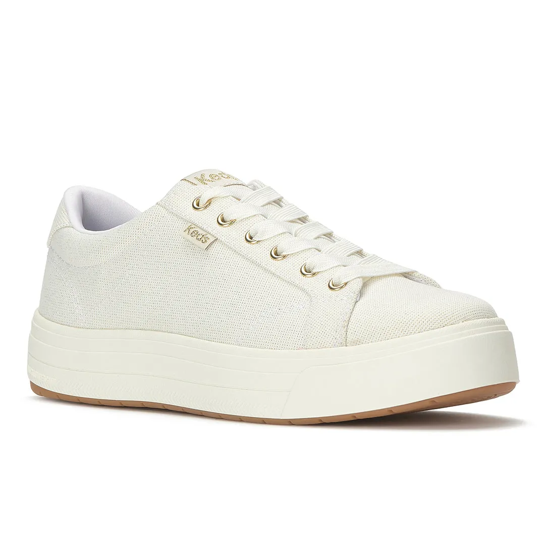 Keds Women’s Park Lurex Textile White/Gold Sneaker