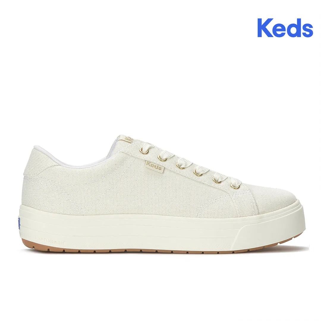 Keds Women’s Park Lurex Textile White/Gold Sneaker