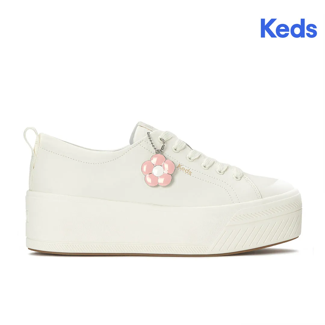Keds Women’s Skyler Leather Daisy Charm Snow White Sneaker