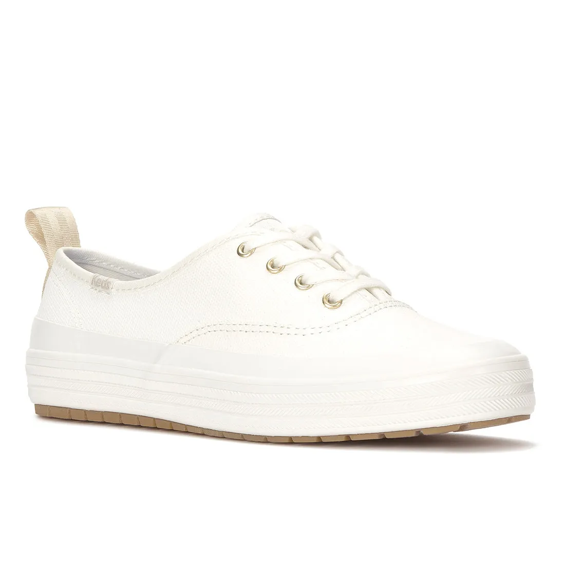 Keds Womens Champion Splash Coated Canvas Snow White Sneakers