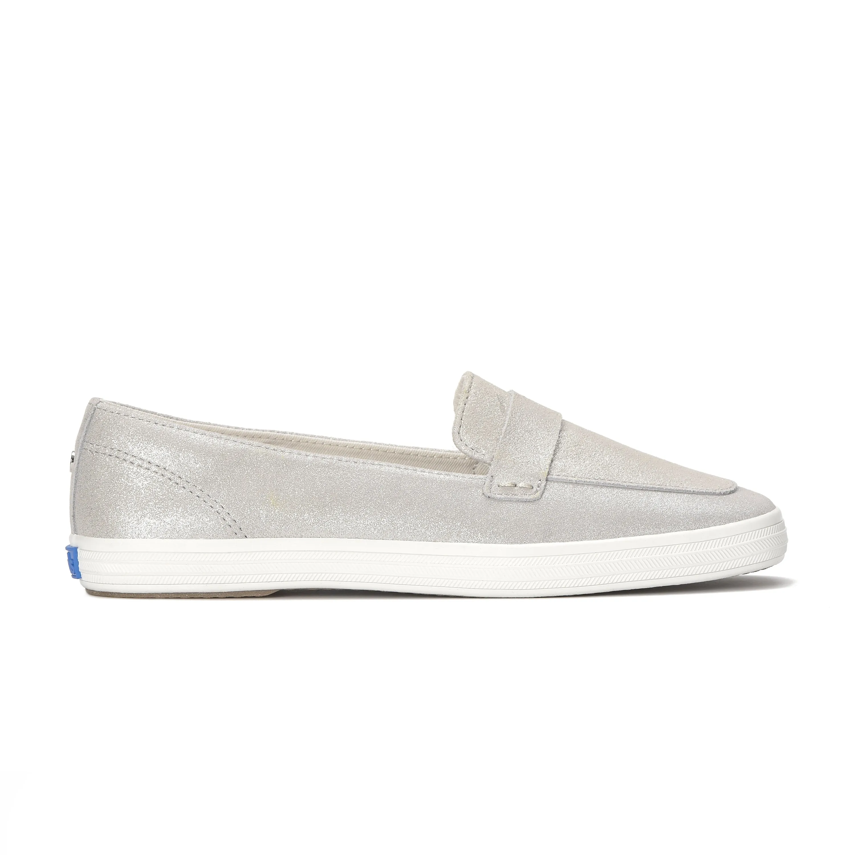 Keds Womens Keds Square Toe Loafer Glitter Suede Pale Silver Sneakers