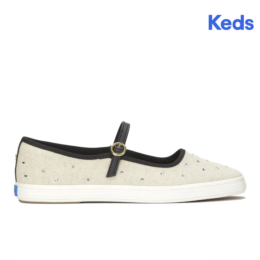Keds Womens Keds Square Toe Mary Jane Woven Natural/Black Sneakers