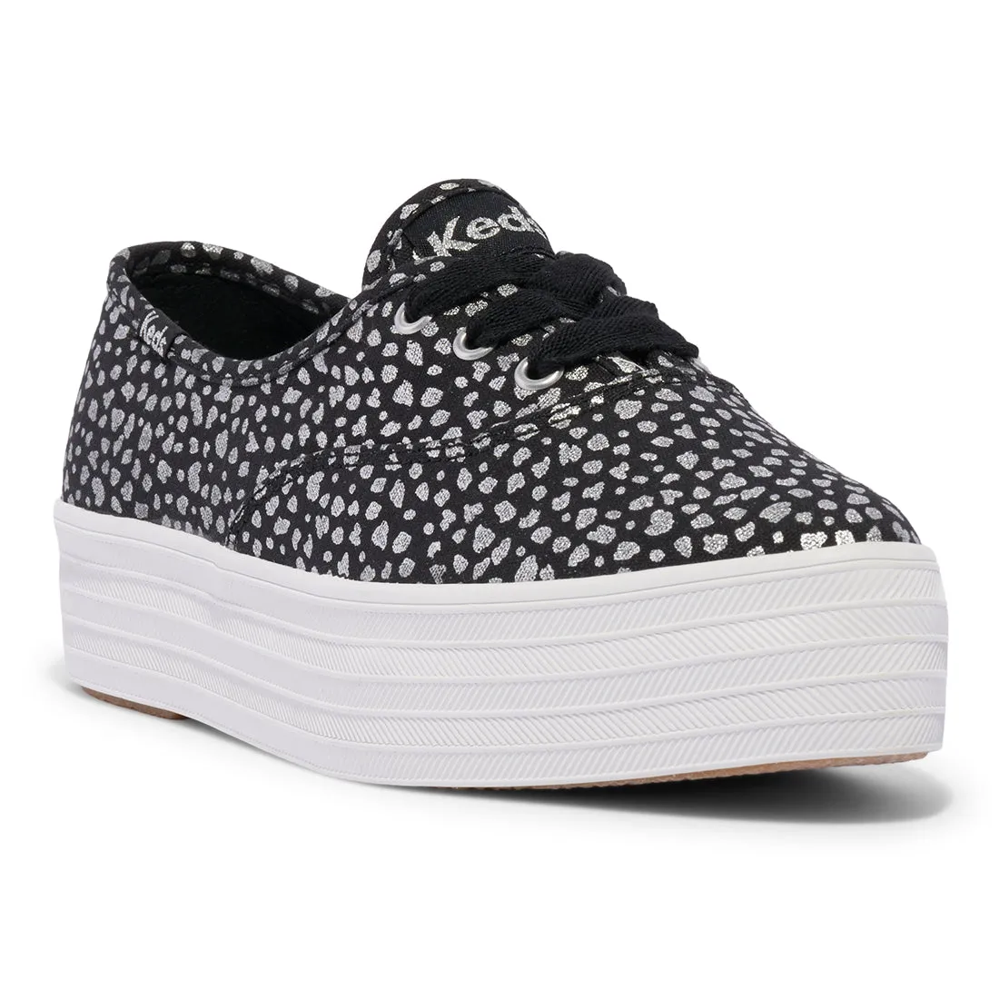Keds Womens’ Point Canvas Mini Dot Print Black/Silver