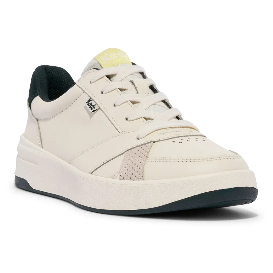 Keds Womens’ The Court Leather Off White/Green