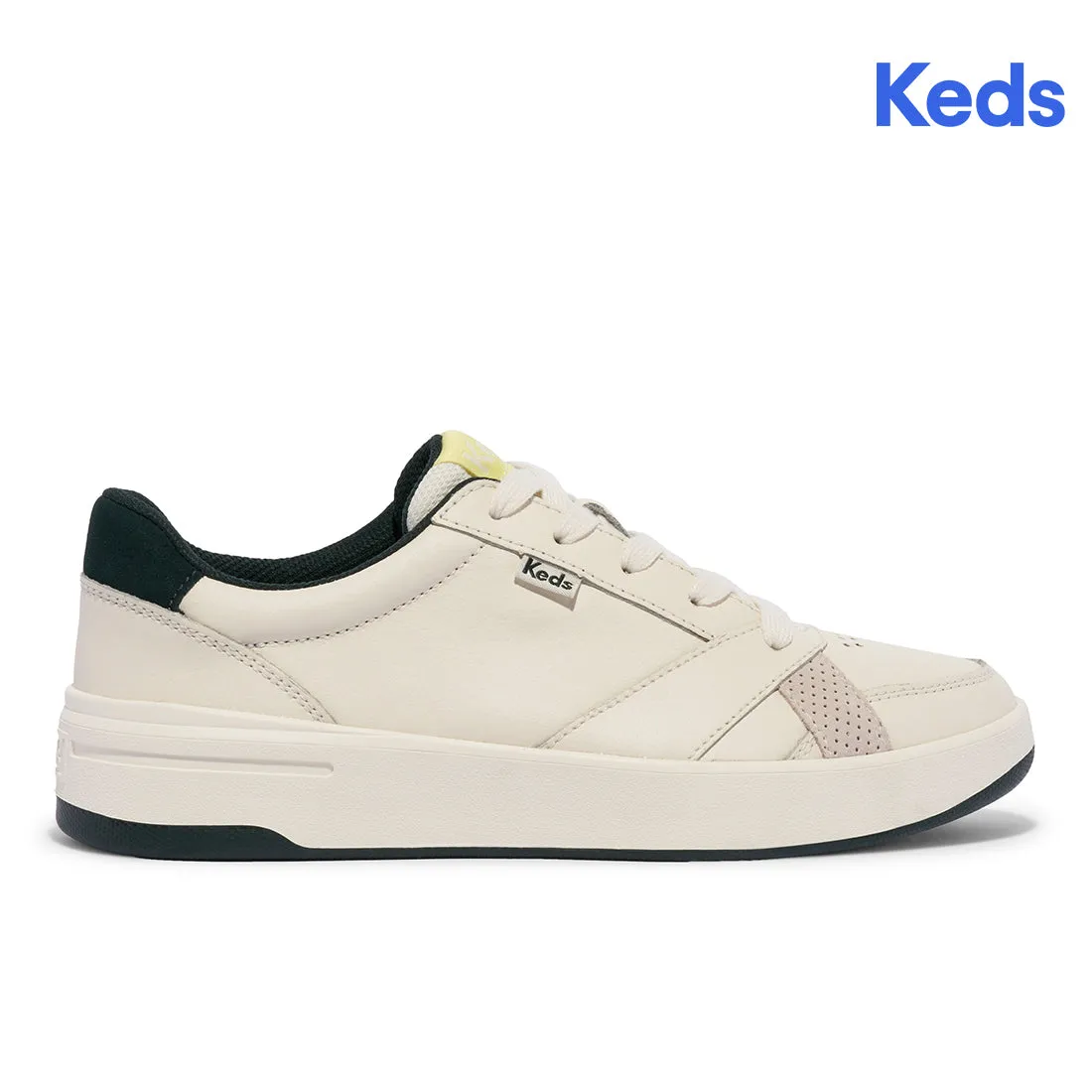 Keds Womens’ The Court Leather Off White/Green