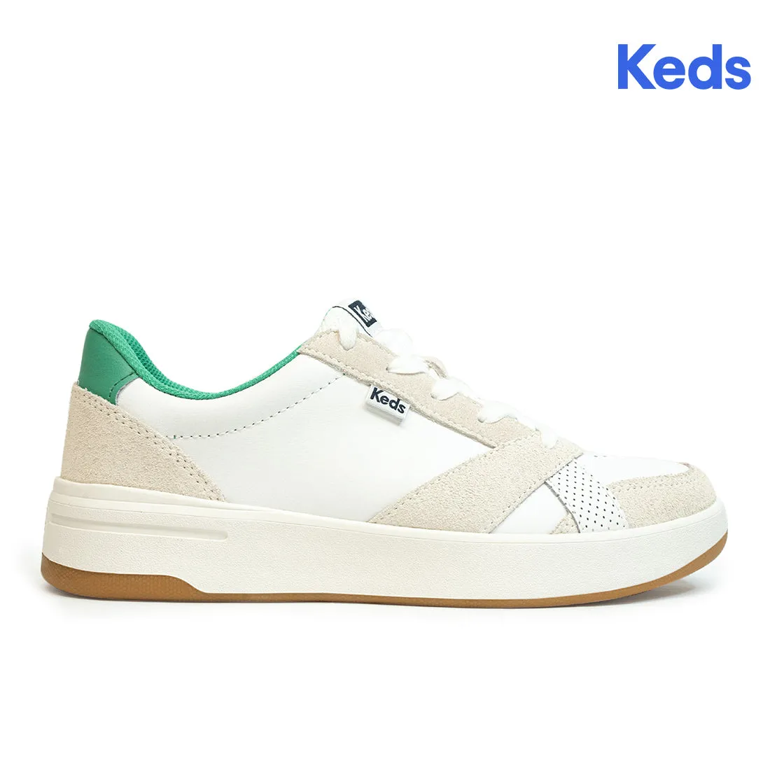 Keds Womens’ The Court Leather Sneaker White/Green