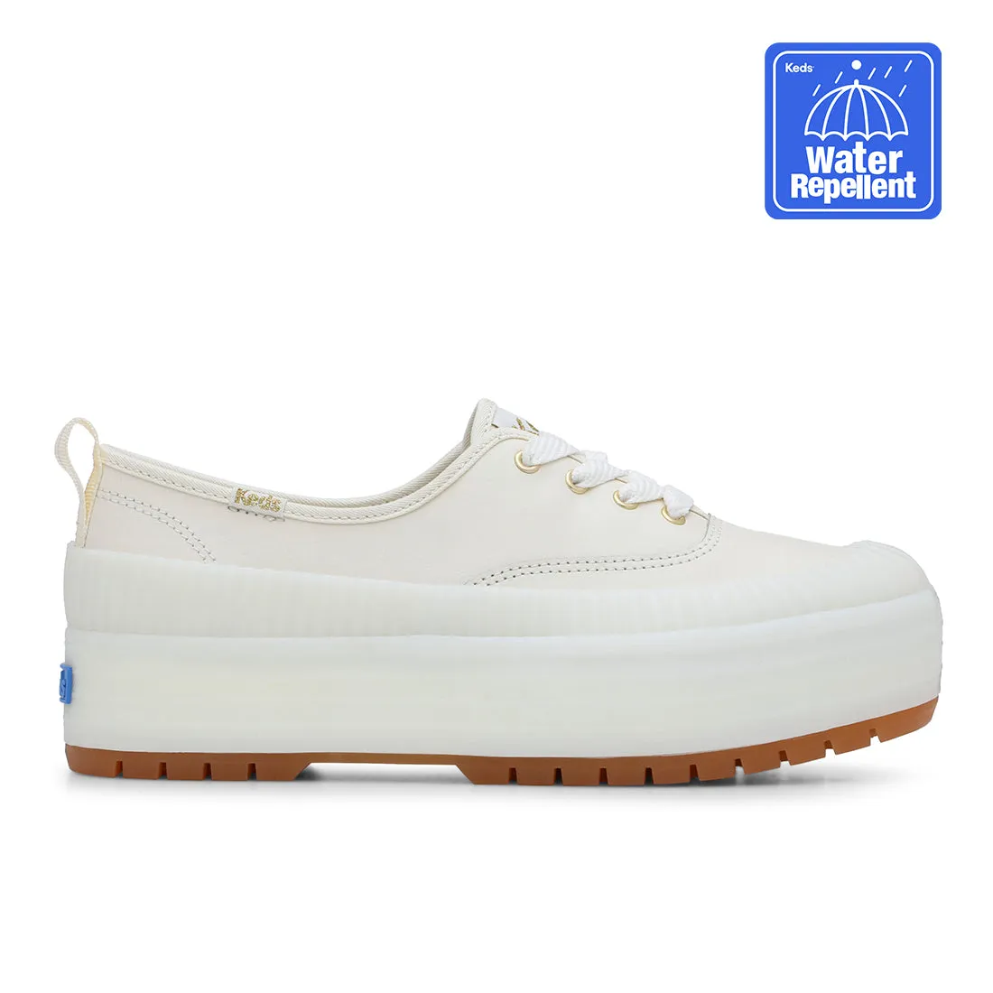 Keds Womens’ The Platform Lug Weatherized Leather Off White