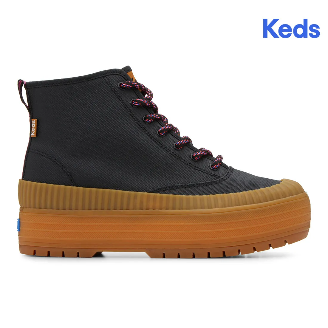Keds Womens’ The Platform Mid Lug Weatherized Black/Gum
