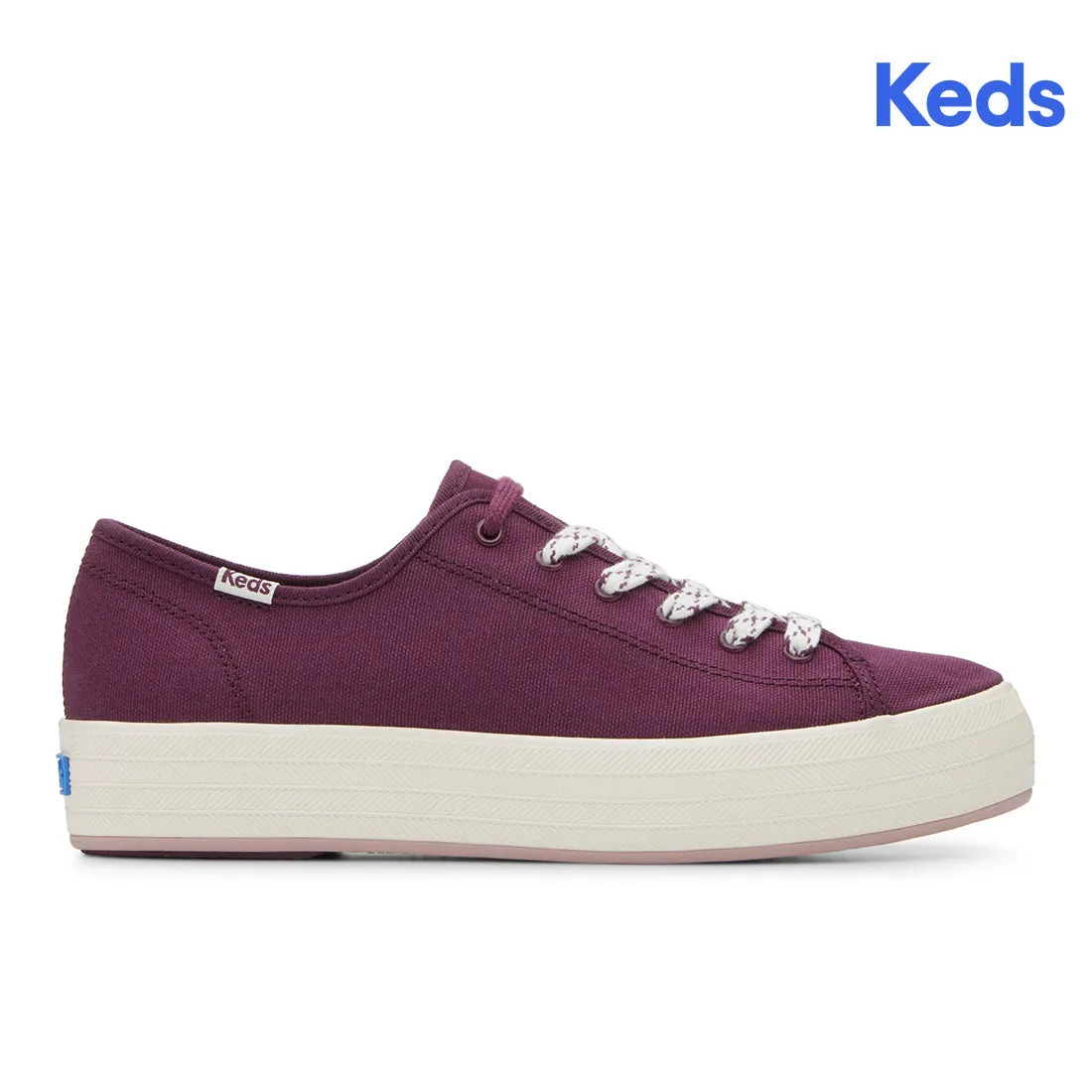 Keds Womens’ Triple Kick Canvas Bottom Foxing Stripe Burgundy