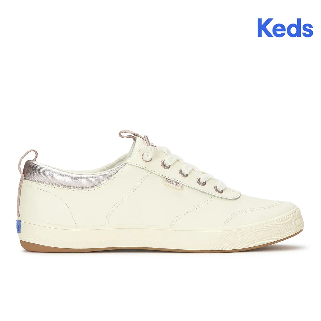Keds Women’s Center III Slip On Leather Egret/Orchid Sneaker