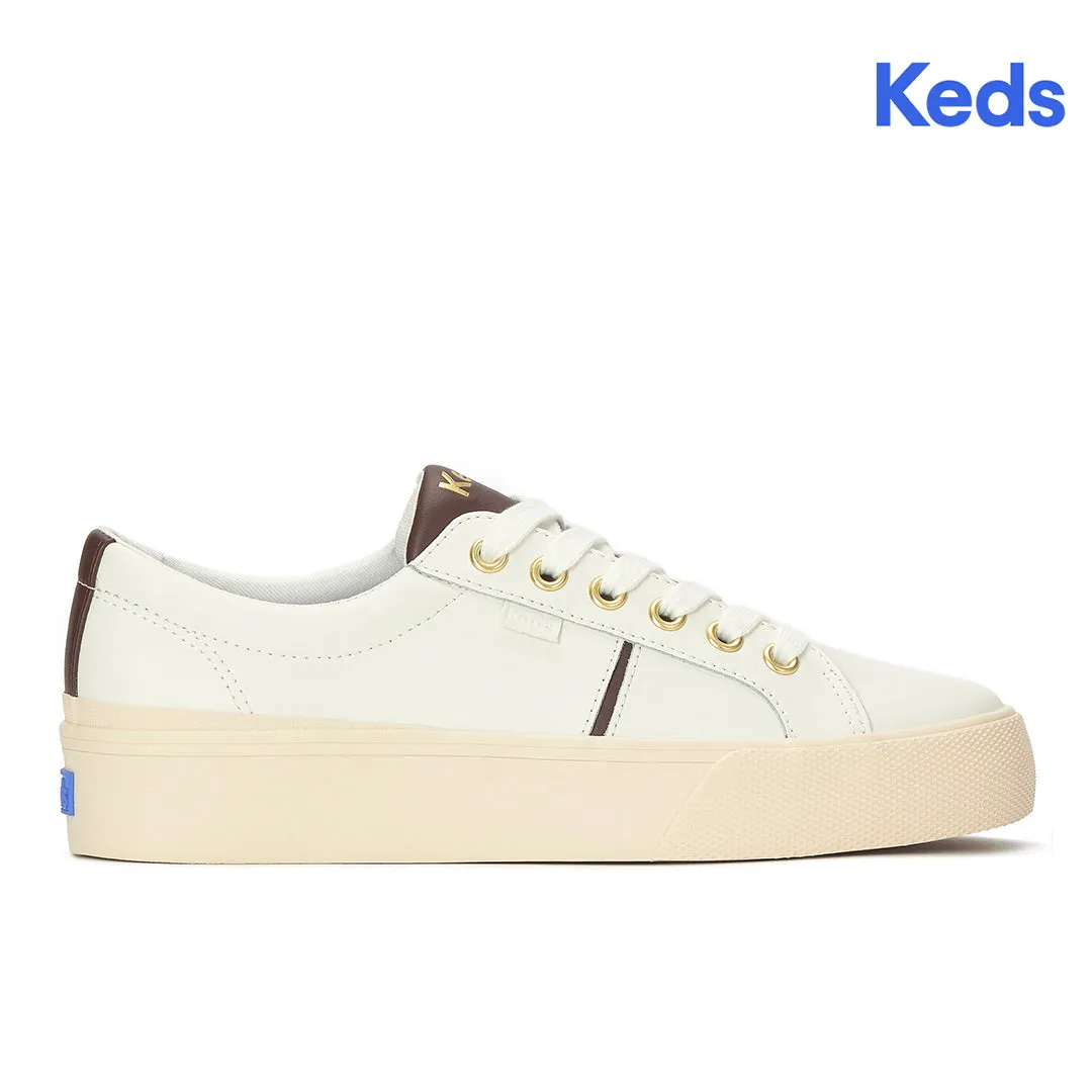 Keds Women’s Jump Kick Duo Leather Snow White/Chocolate Sneaker