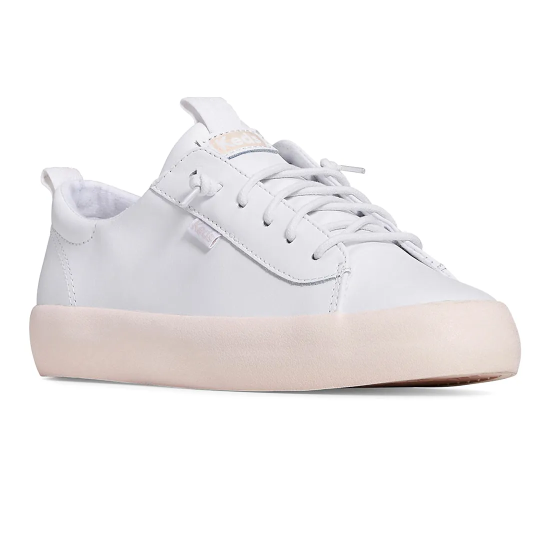 Keds Women’s Kickback Leather Pop Foxing SMU Sneaker White/Blush