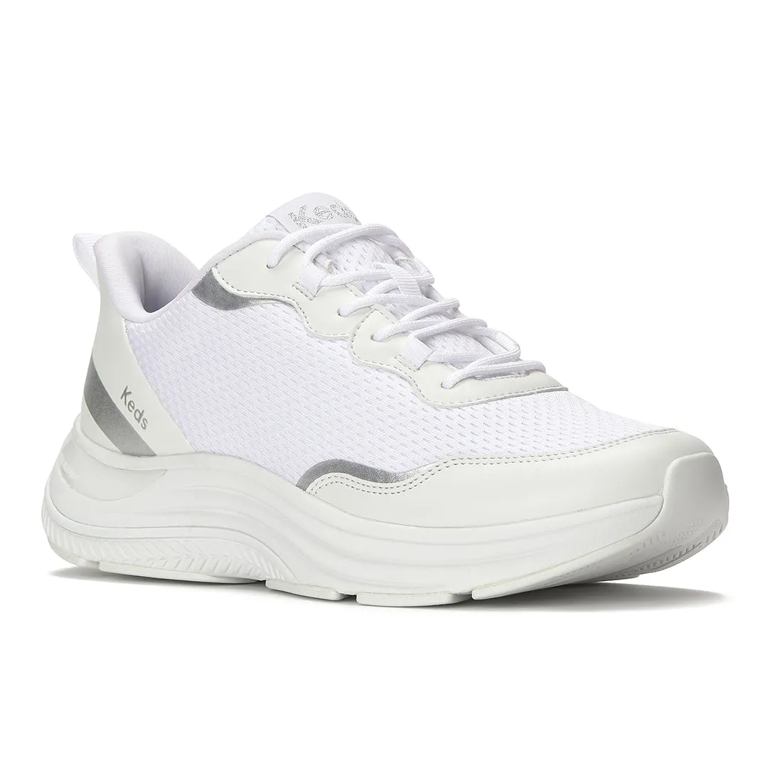 Keds Women’s Blissmove Lace Mesh/Leather White/Silver Sneaker