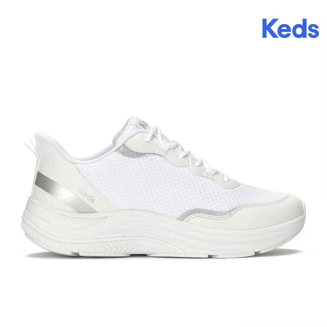 Keds Women’s Blissmove Lace Mesh/Leather White/Silver Sneaker
