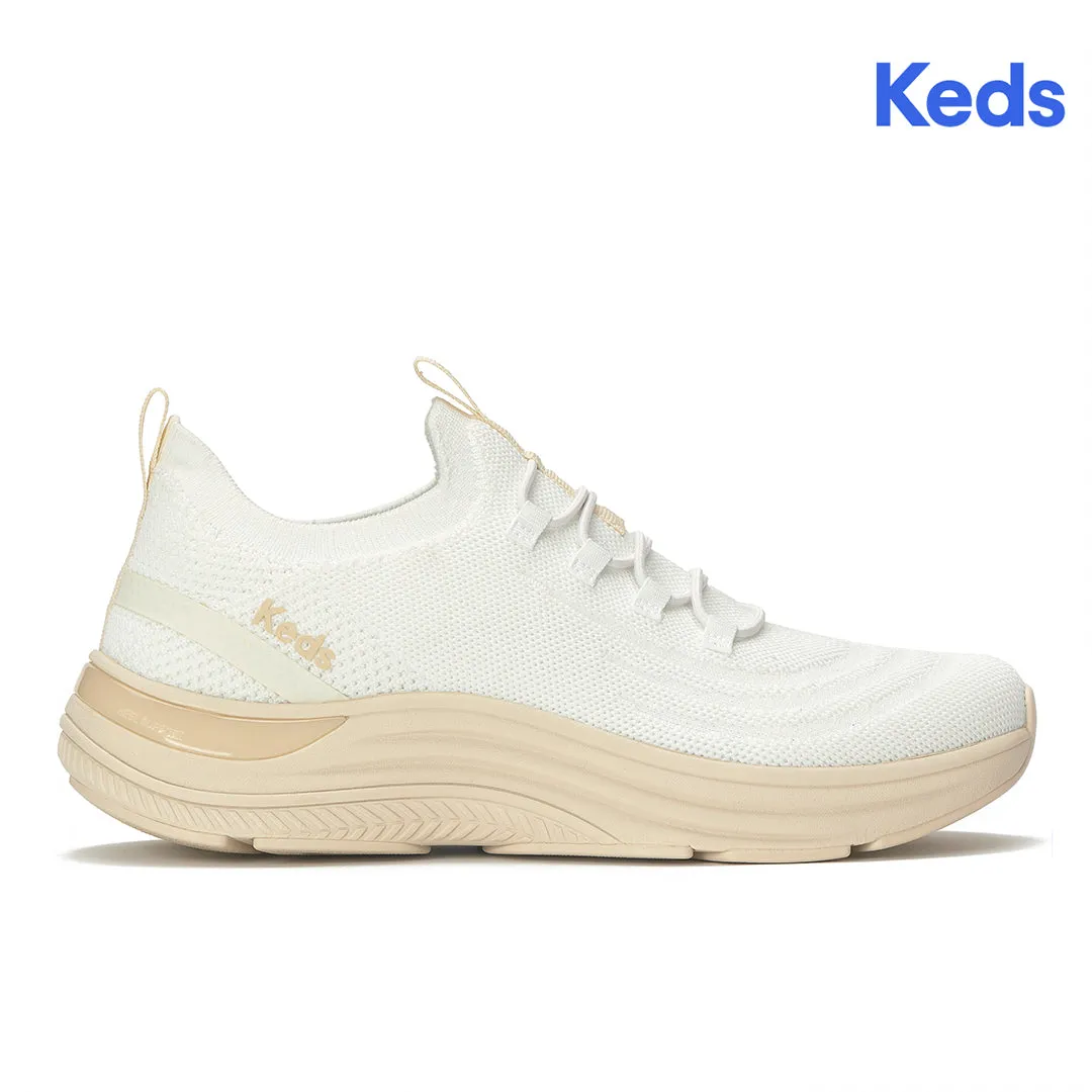 Keds Women’s Blissmove Slip On Eng Knit Snow White/Parchment Sneaker