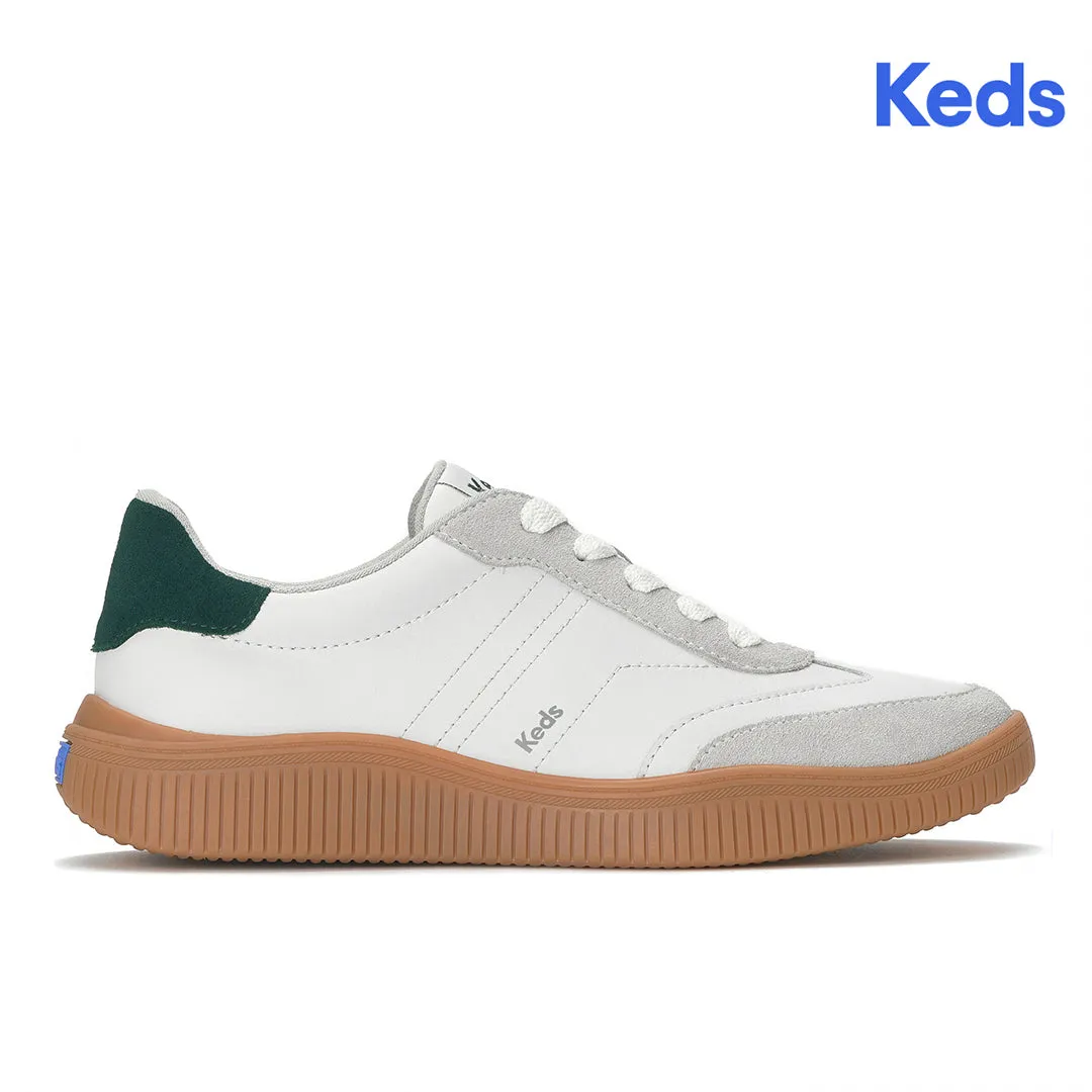 Keds Women’s Contest Leather/Suede Light Grey/Forest Green Sneaker